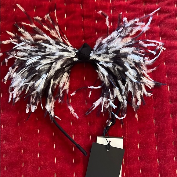 Eugenia Kim Elegant Black and White Feathered Headband OS BNWB - Picture 1 of 2